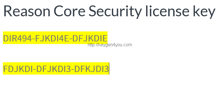 reason core security license key free
